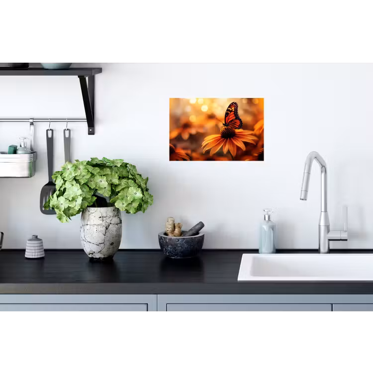 Muursticker - Vlinder - Bloemen - Oranje — 2