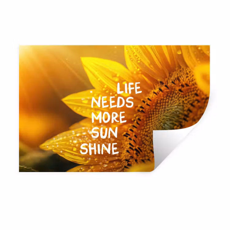 Muursticker - Zonnebloem - Close up - Geel - Quote — 1