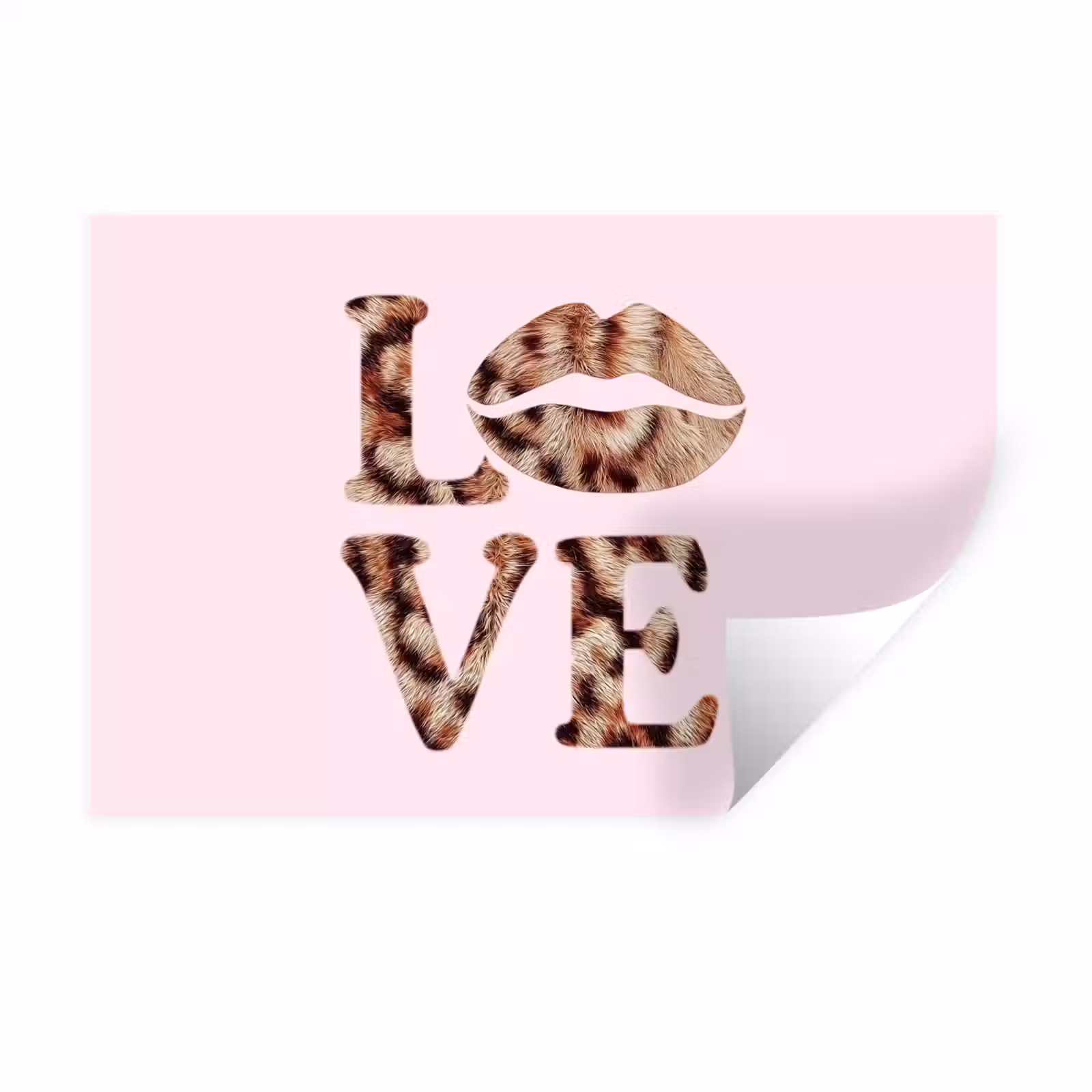 Muursticker - Tekst - Love - Pantervacht - Lichtroze — 1
