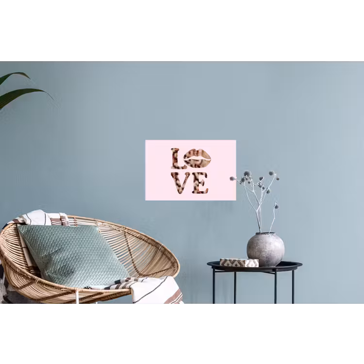 Muursticker - Tekst - Love - Pantervacht - Lichtroze — 4