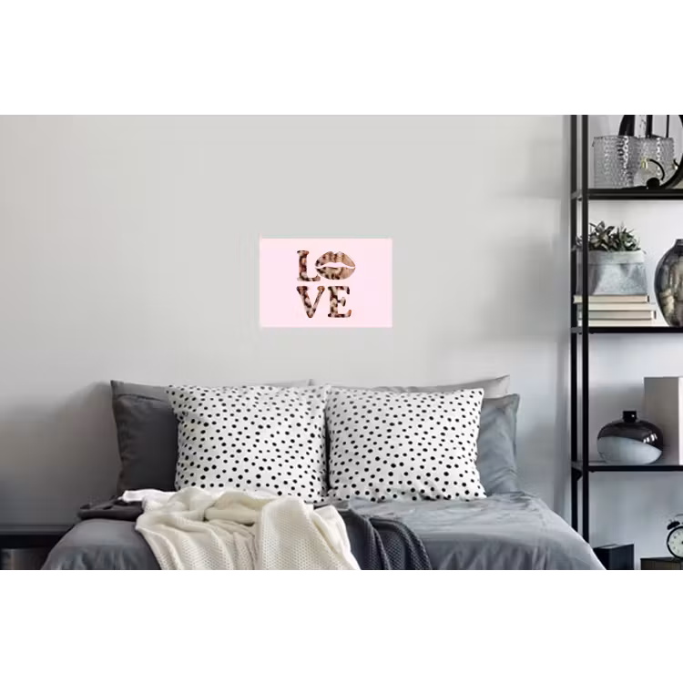 Muursticker - Tekst - Love - Pantervacht - Lichtroze — 5
