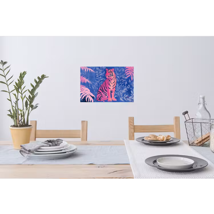 Muursticker - Tijger - Roze - Bladeren - Jungle — 3