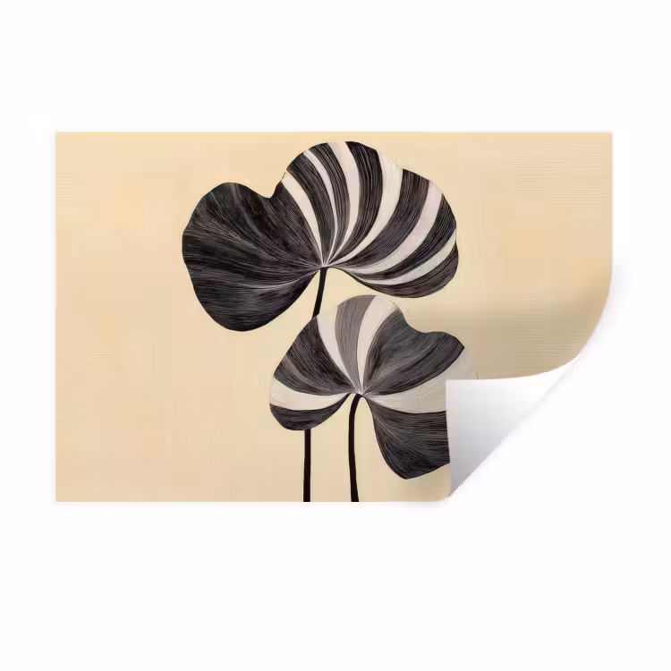 Muursticker - Zwart - Bladeren - Strepen - Minimalistisch — 1