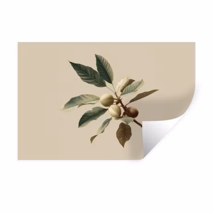 Muursticker - Tak - Groene Bladeren - Vruchten — 1