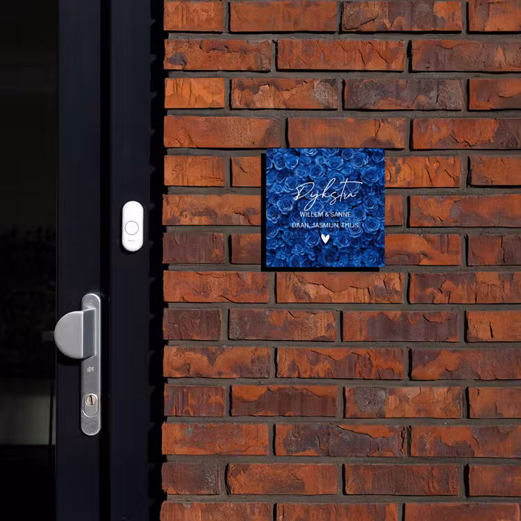 Naambordje voordeur - Vierkant - Blauwe rozen - Sierlijk — 2