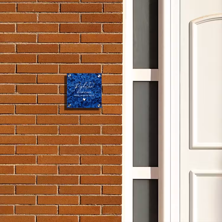 Naambordje voordeur - Vierkant - Blauwe rozen - Sierlijk — 5