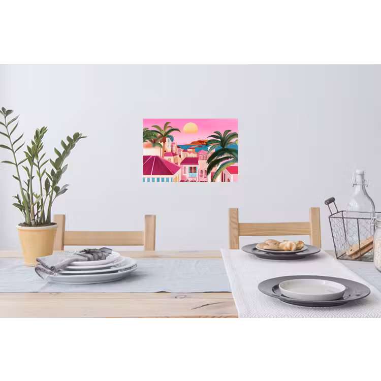 Muursticker - Stad - Roze - Palmbomen — 3