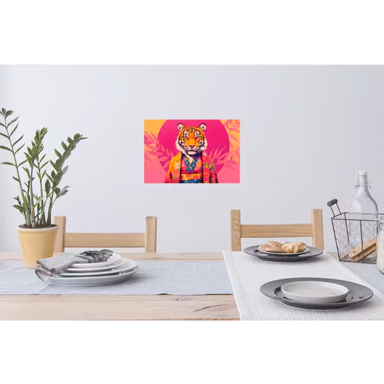 Muursticker - Tijger - Kimono - Planten - Roze — 3