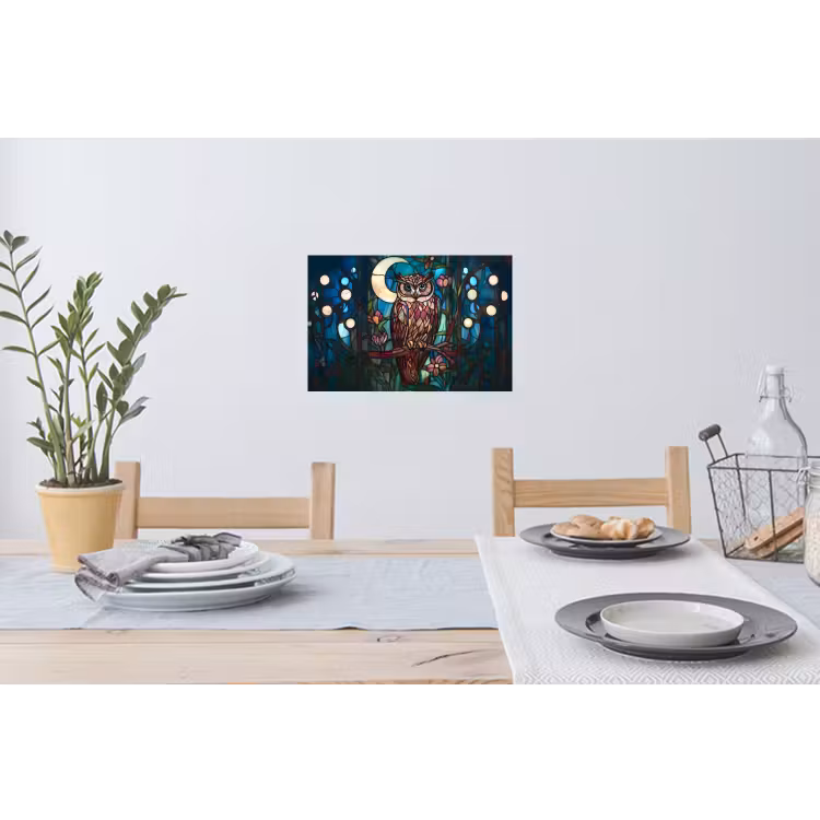 Muursticker - Uil - Mozaïek - Maan - Nacht — 3
