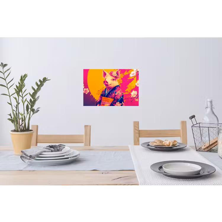 Muursticker - Varken - Bloemkroon - Kimono - Abstract — 3
