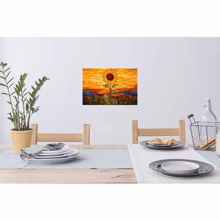 Muursticker - Zonnebloem - Mozaïek - Zonsondergang - Geel — 3
