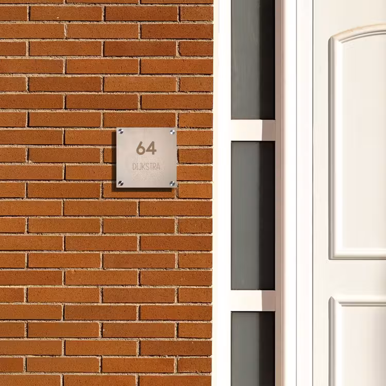 Naambordje voordeur - Vierkant - Beige reliëf lijnen - Modern — 5