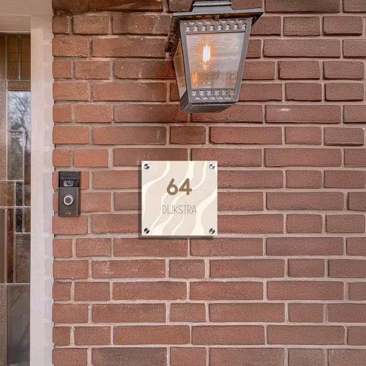 Naambordje voordeur - Vierkant - Beige golven - Modern — 3