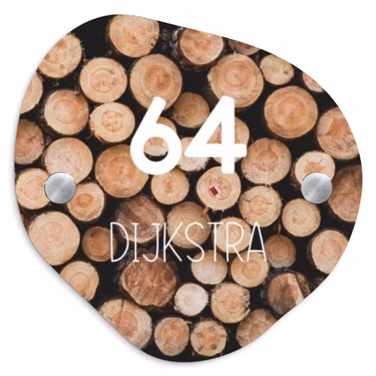 Naambordje voordeur - Huisjesvorm - Houtstapel - Modern — 1