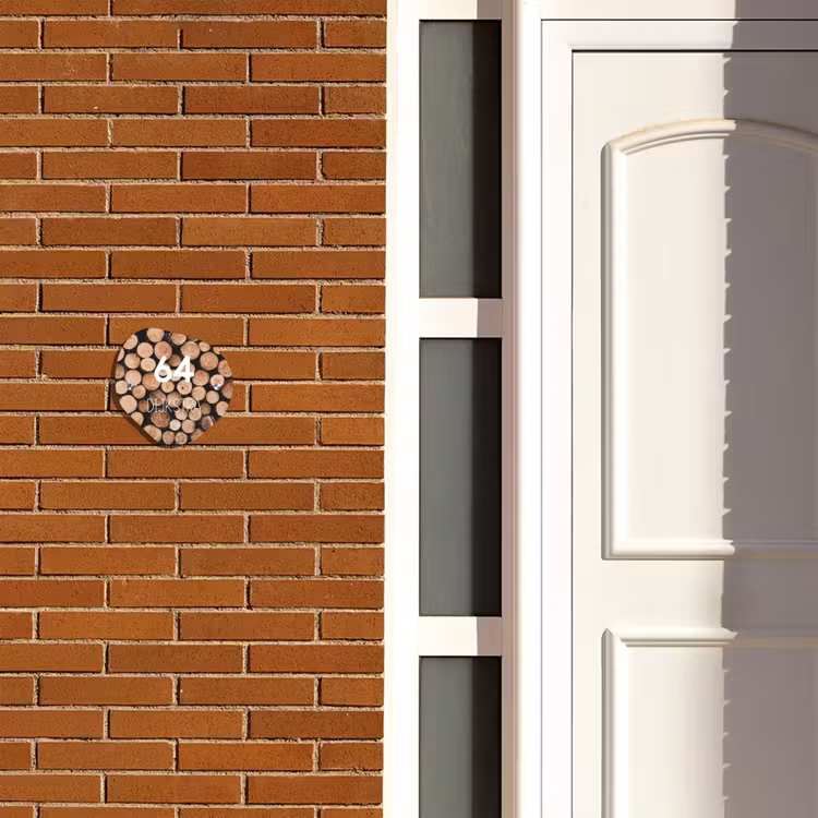 Naambordje voordeur - Huisjesvorm - Houtstapel - Modern — 3
