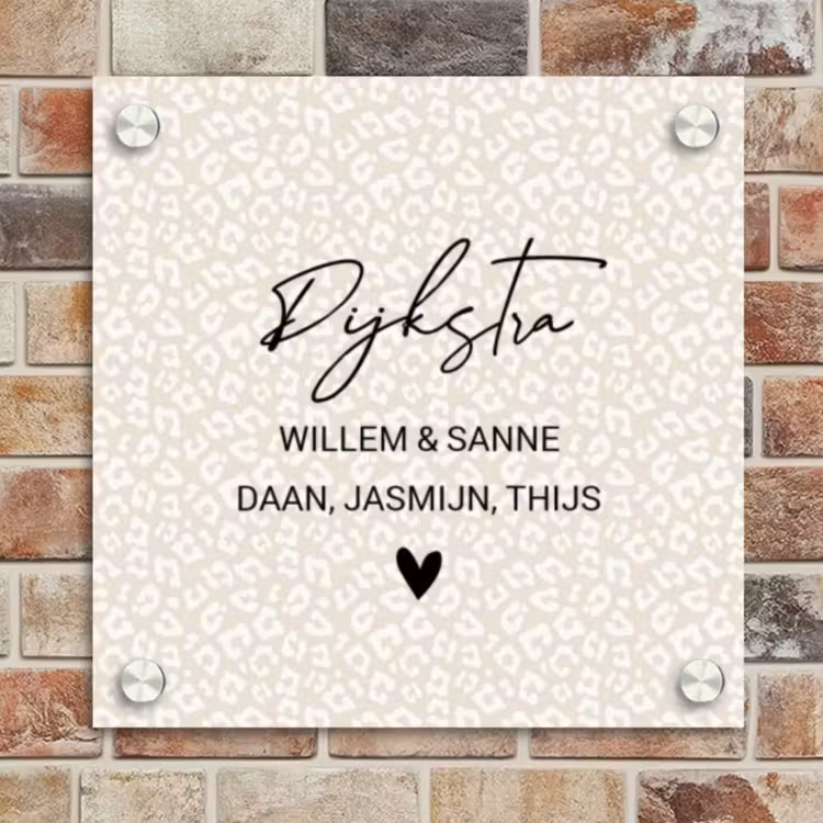 Naambordje voordeur - Vierkant - Beige panterprint - Sierlijk — 4