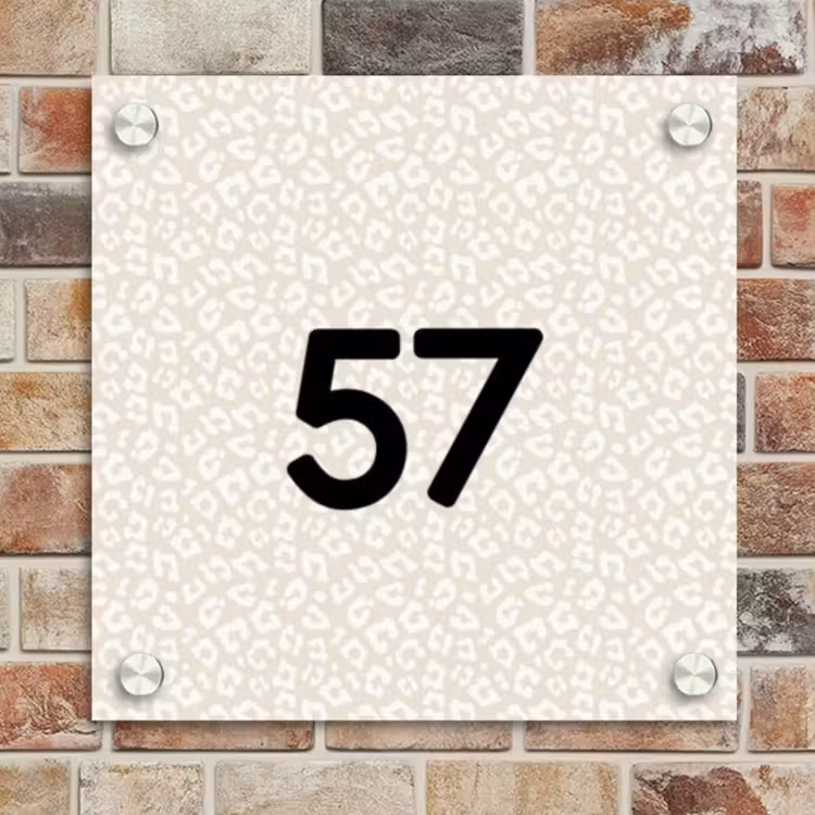 Naambordje voordeur - Vierkant - Beige panterprint - Traditioneel — 4