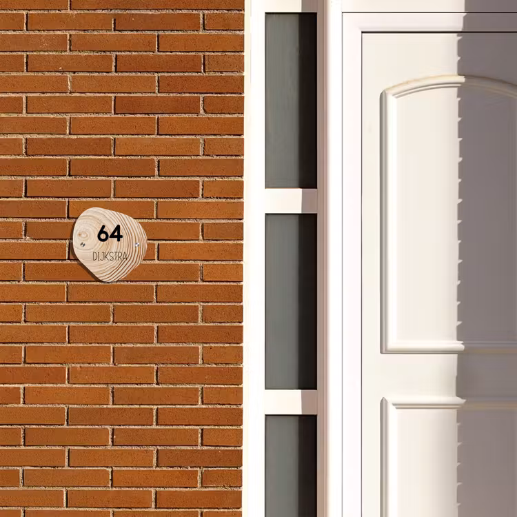 Naambordje voordeur - Huisjesvorm - Houten nerf - Modern — 3