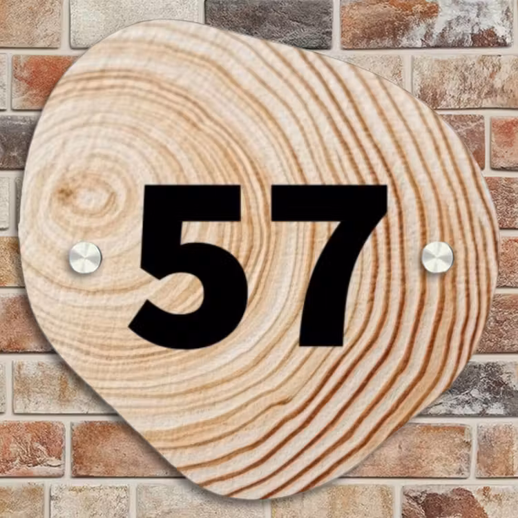 Naambordje voordeur - Huisjesvorm - Houten nerf - Traditioneel — 4