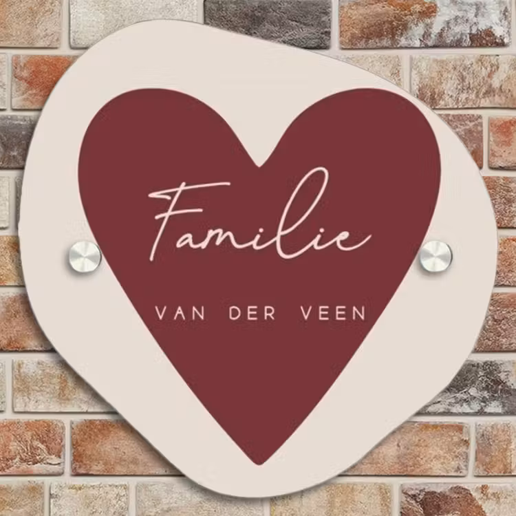 Naambordje voordeur - Huisjesvorm - Rood hart - Sierlijk — 4