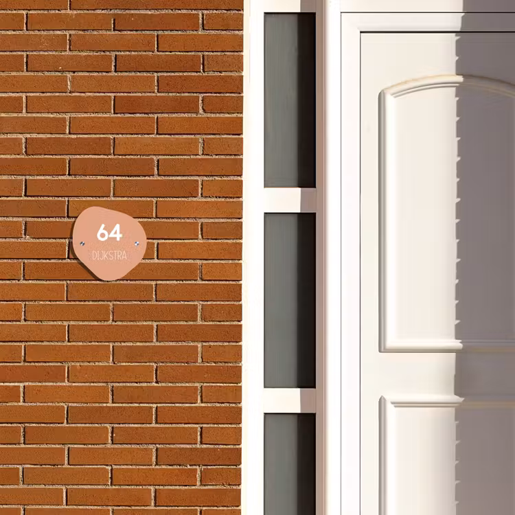Naambordje voordeur - Huisjesvorm - Zalmroze - Modern — 3