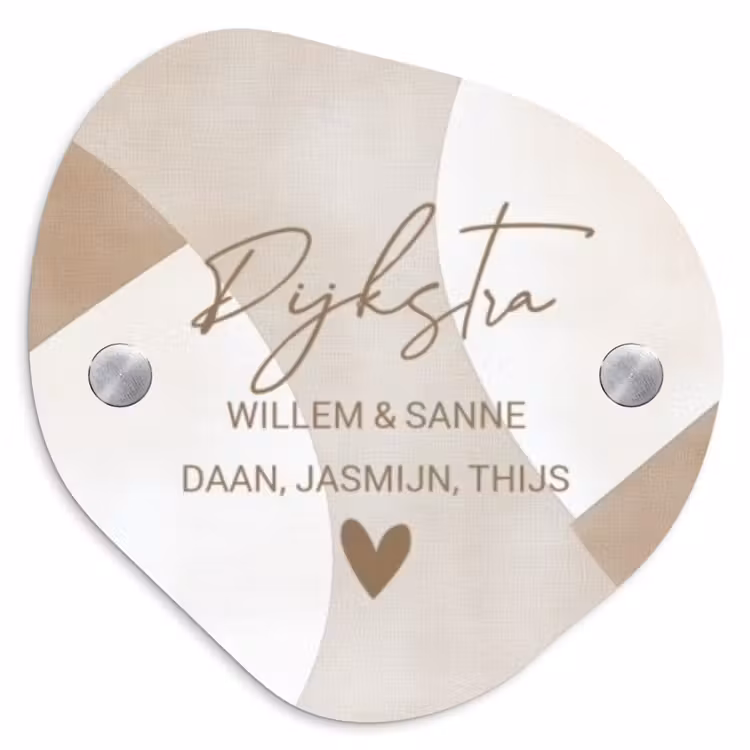 Naambordje voordeur - Huisjesvorm - Abstract beige - Sierlijk — 1