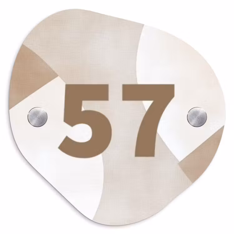 Naambordje voordeur - Huisjesvorm - Abstract beige - Traditioneel — 1