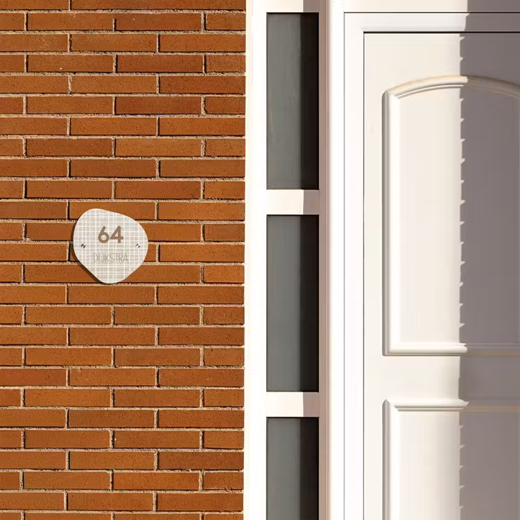 Naambordje voordeur - Huisjesvorm - Beige raster - Modern — 3