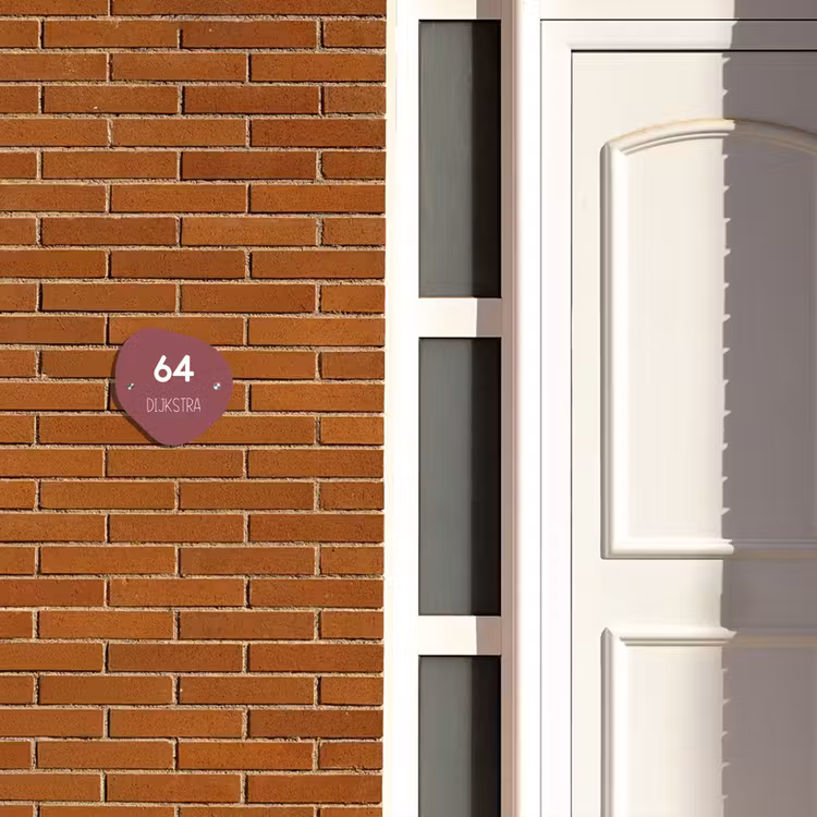 Naambordje voordeur - Huisjesvorm - Donker oudroze - Modern — 3