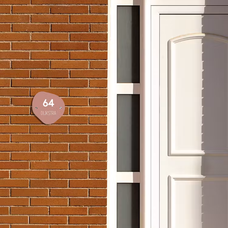 Naambordje voordeur - Huisjesvorm - Effen oudroze - Modern — 3