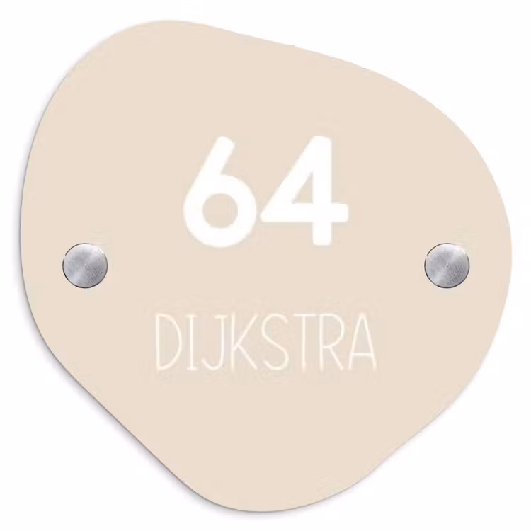Naambordje voordeur - Huisjesvorm - Effen - Beige - Modern — 1