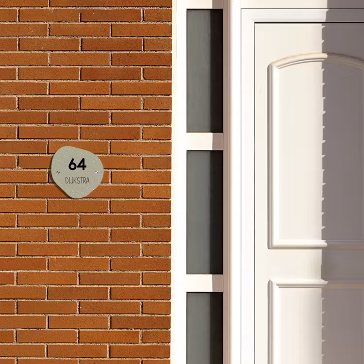 Naambordje voordeur - Huisjesvorm - Olijfgroen met stippen - Modern — 3