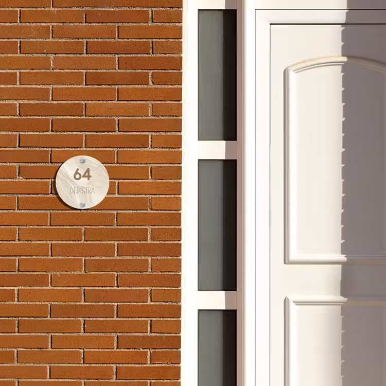Naambordje voordeur - Rond - Beige - Marmer - Modern — 3