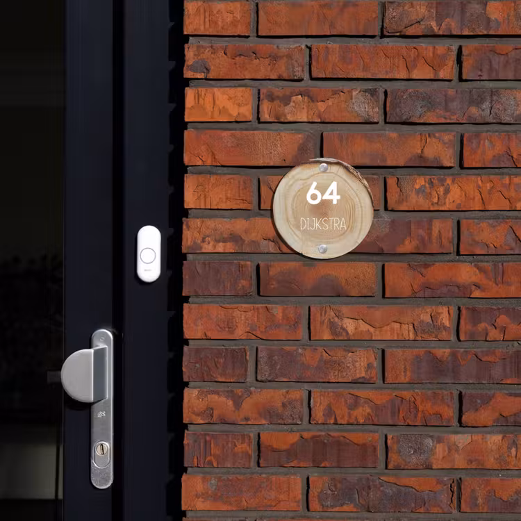 Naambordje voordeur - Rond - Boomschijf - Modern — 2