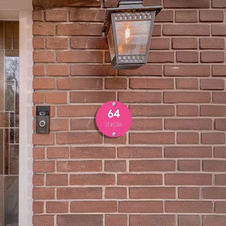 Naambordje voordeur - Rond - Felroze - Modern — 5