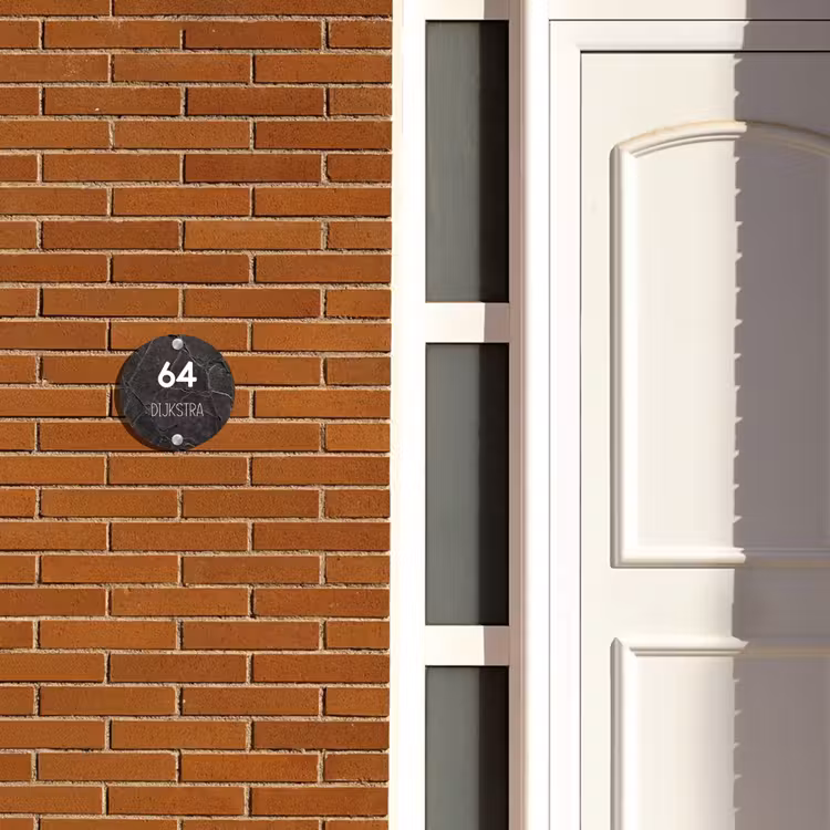 Naambordje voordeur - Rond - Gebarsten steen - Modern — 3