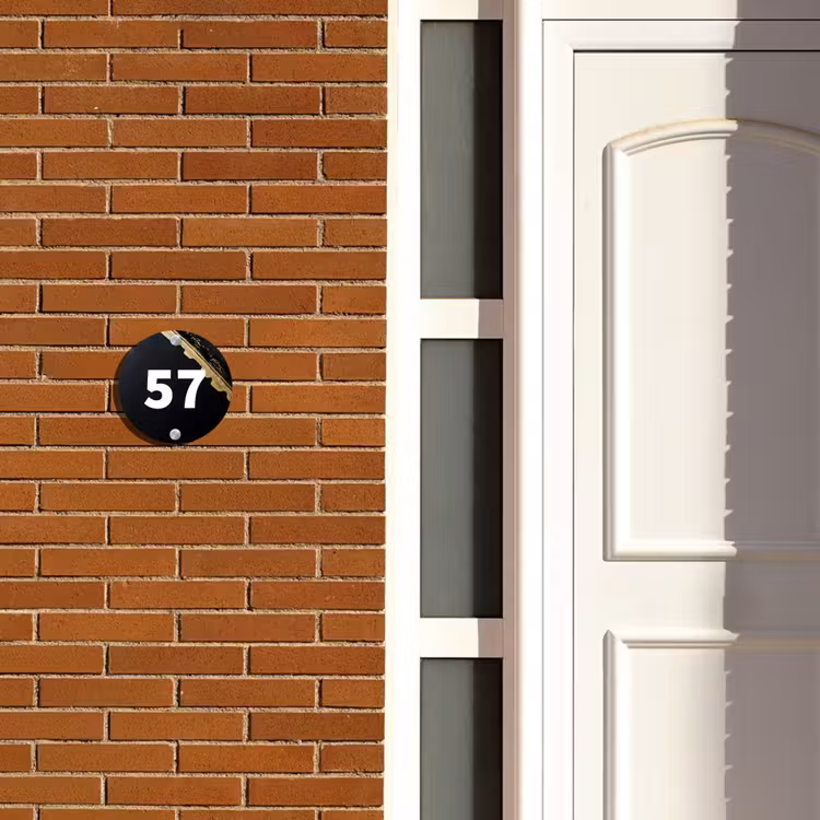 Naambordje voordeur - Rond - Gouden hoek - Traditioneel — 3
