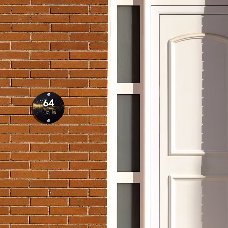 Naambordje voordeur - Rond - Gouden verfspatten - Modern — 3