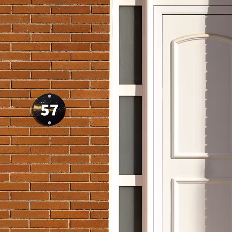 Naambordje voordeur - Rond - Gouden verfspatten - Traditioneel — 3