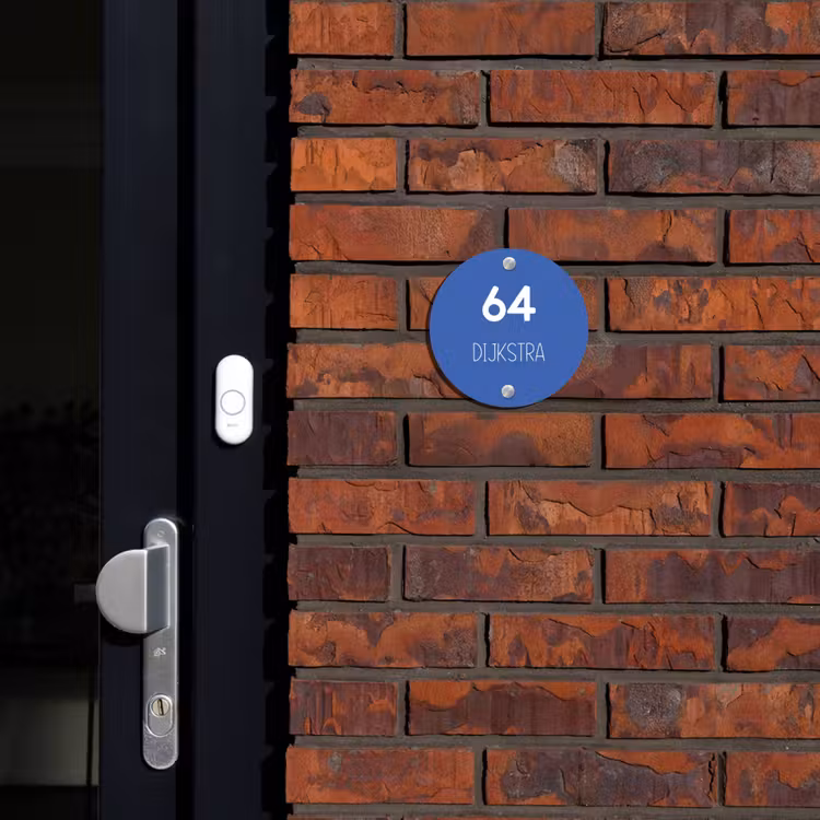 Naambordje voordeur - Rond - Kobaltblauw - Modern — 2