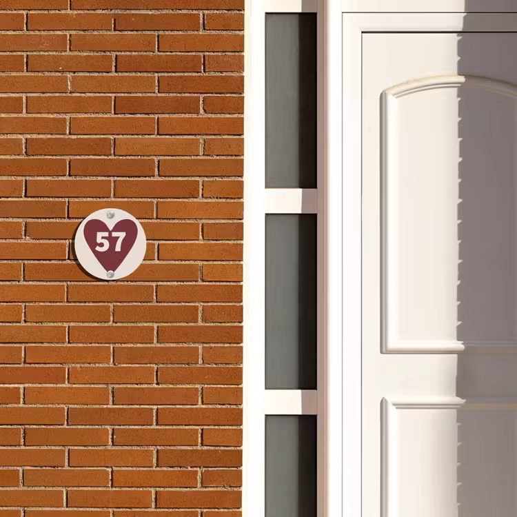 Naambordje voordeur - Rond - Rood hart - Traditioneel — 3