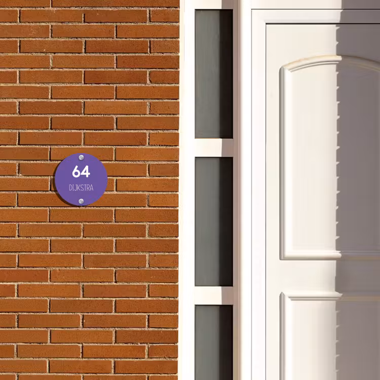 Naambordje voordeur - Rond - Donkerpaars - Modern — 3