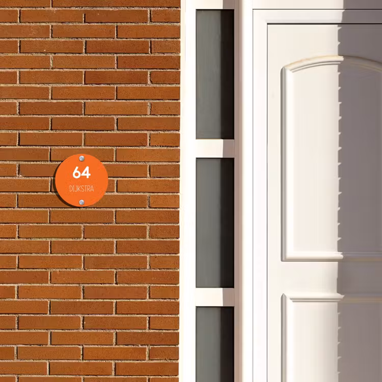 Naambordje voordeur - Rond - Oranje - Modern — 3