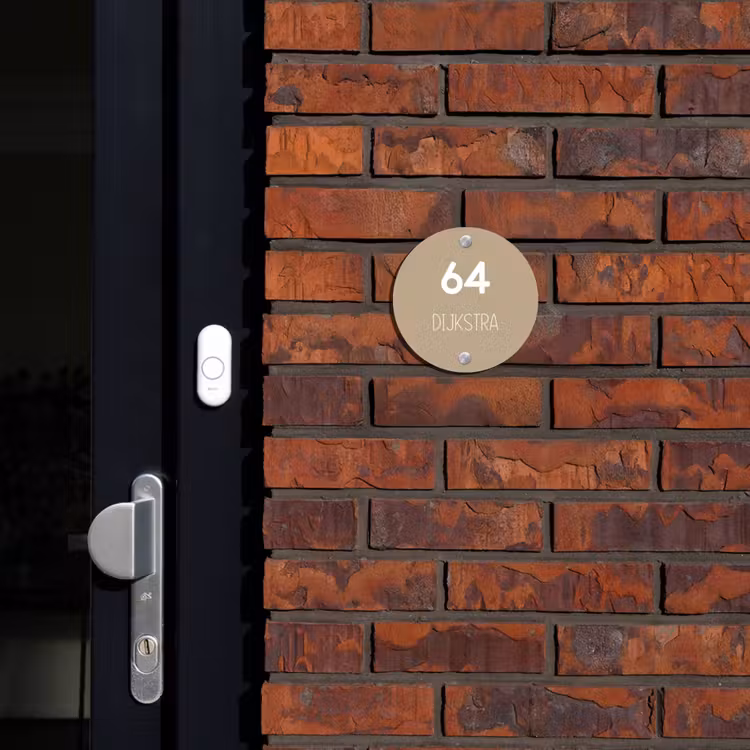 Naambordje voordeur - Rond - Zandkleur - Modern — 2