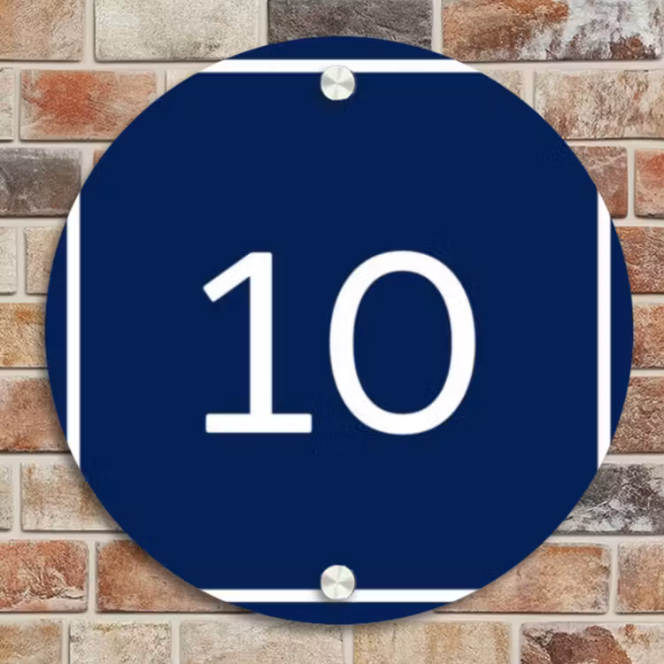 Naambordje voordeur - Rond - Blauw - Kader - Regulier — 4