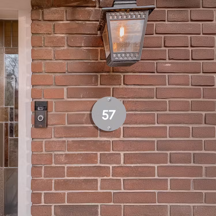Naambordje voordeur - Rond - Effen lichtgrijs - Traditioneel — 5