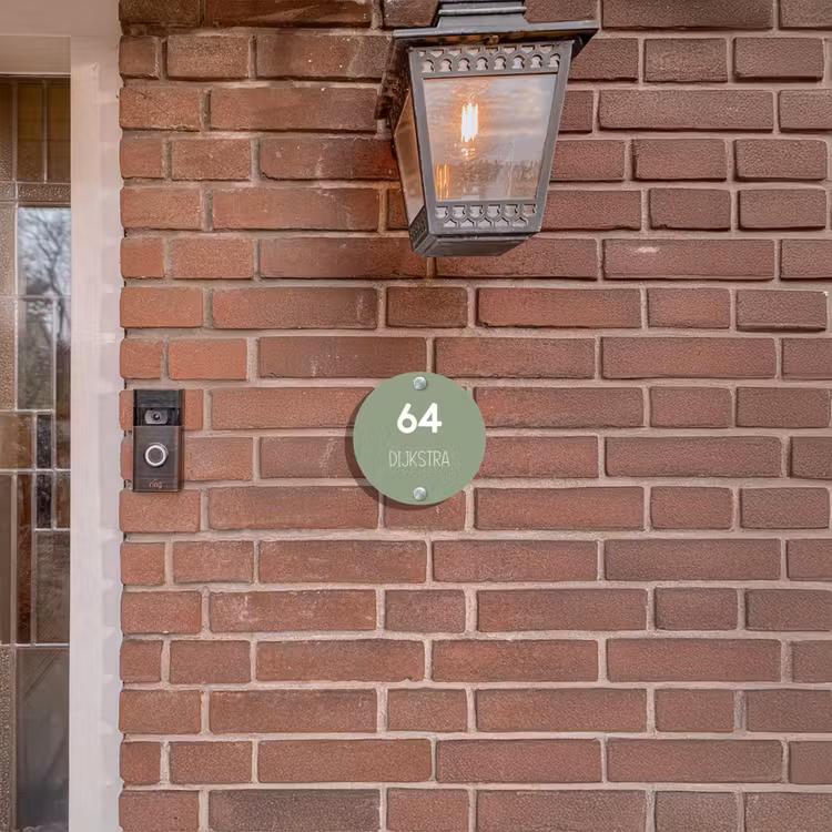 Naambordje voordeur - Rond - Effen olijfgroen - Modern — 5