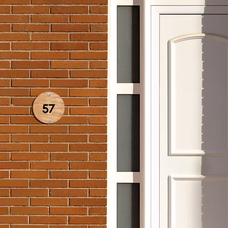Naambordje voordeur - Rond - Licht hout - Traditioneel — 3