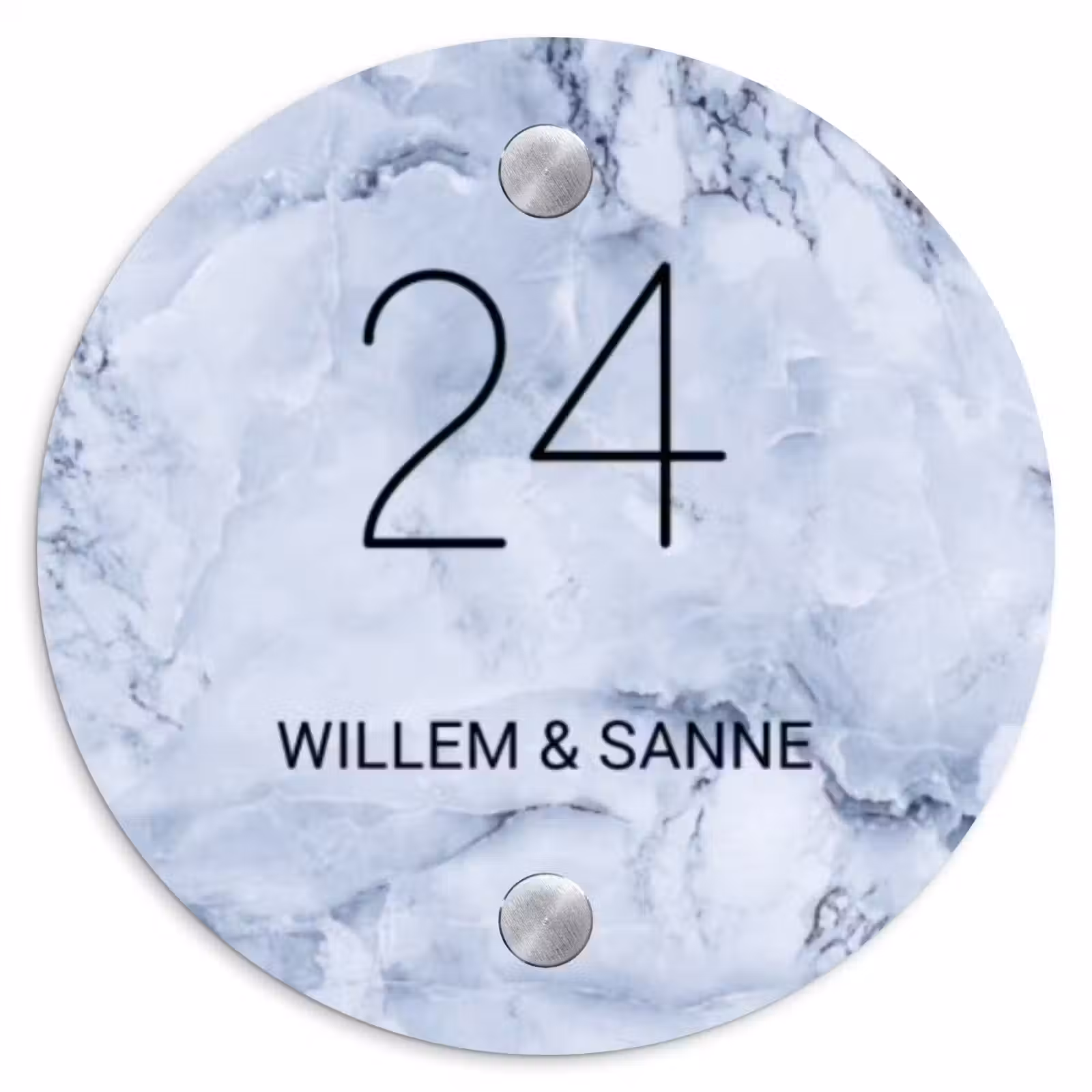 Naambordje voordeur - Rond - Blauw marmer - Klassiek — 1