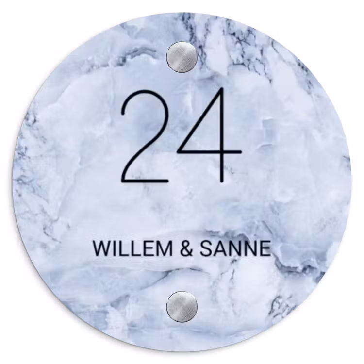 Naambordje voordeur - Rond - Blauw marmer - Klassiek — 1